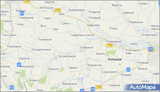 mapa Gnatowice, Gnatowice na mapie Targeo
