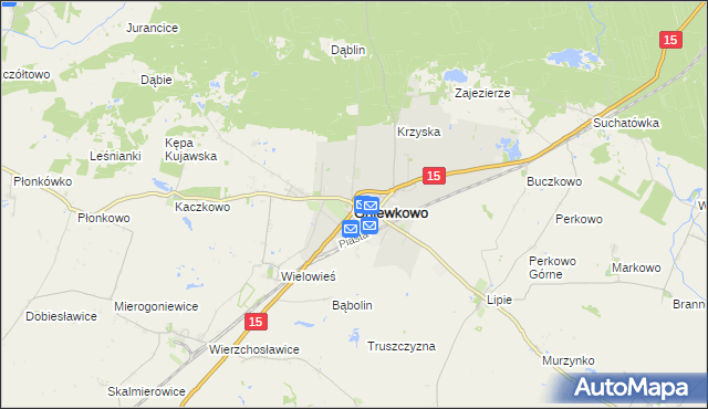 mapa Gniewkowo powiat inowrocławski, Gniewkowo powiat inowrocławski na mapie Targeo