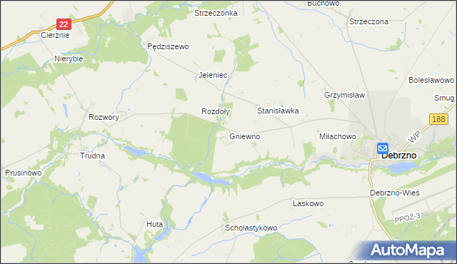 mapa Gniewno, Gniewno na mapie Targeo