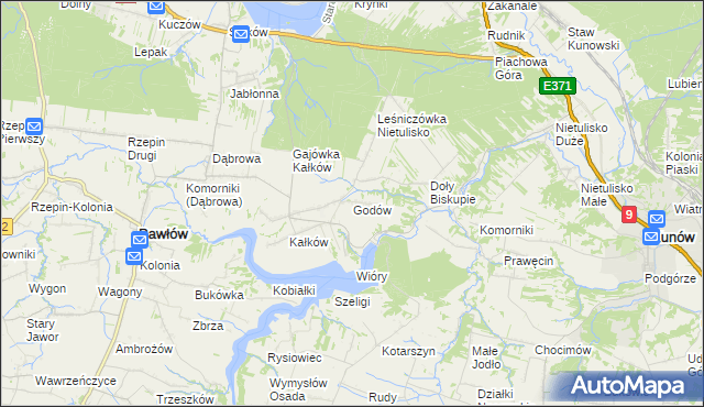 mapa Godów gmina Pawłów, Godów gmina Pawłów na mapie Targeo