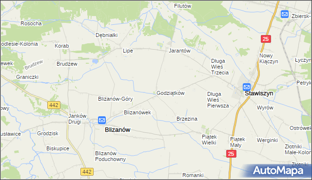 mapa Godziątków, Godziątków na mapie Targeo