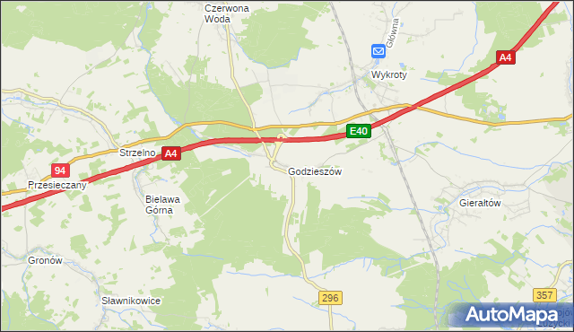 mapa Godzieszów, Godzieszów na mapie Targeo