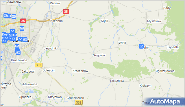 mapa Gogołów gmina Świdnica, Gogołów gmina Świdnica na mapie Targeo