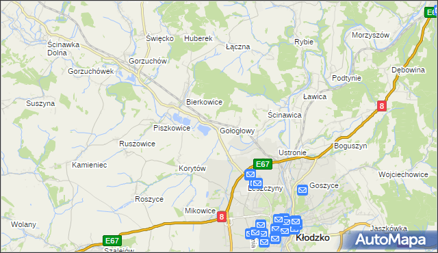 mapa Gołogłowy, Gołogłowy na mapie Targeo