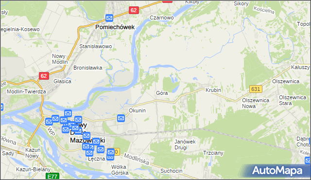 mapa Góra gmina Wieliszew, Góra gmina Wieliszew na mapie Targeo