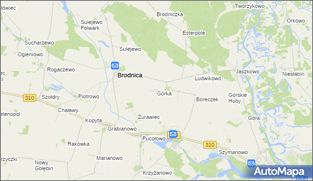 mapa Górka gmina Brodnica, Górka gmina Brodnica na mapie Targeo