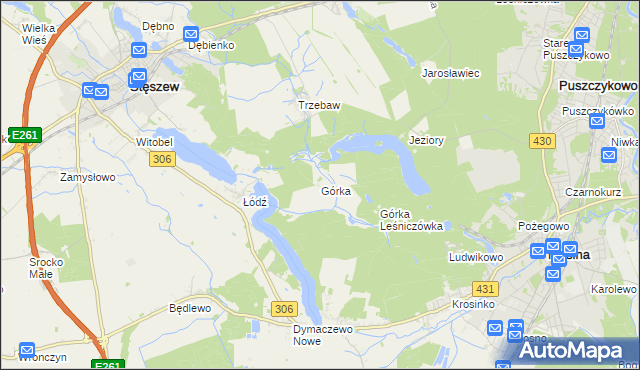 mapa Górka gmina Stęszew, Górka gmina Stęszew na mapie Targeo