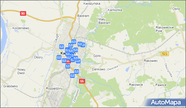 mapa Górki gmina Kwidzyn, Górki gmina Kwidzyn na mapie Targeo