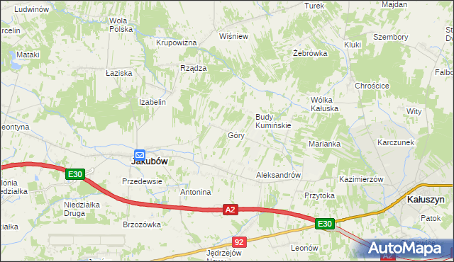 mapa Góry gmina Jakubów, Góry gmina Jakubów na mapie Targeo