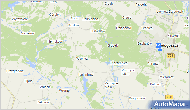 mapa Góry Lasochowskie, Góry Lasochowskie na mapie Targeo