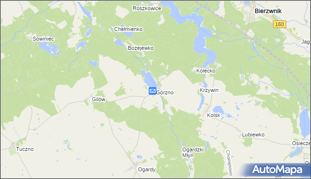 mapa Górzno gmina Bierzwnik, Górzno gmina Bierzwnik na mapie Targeo