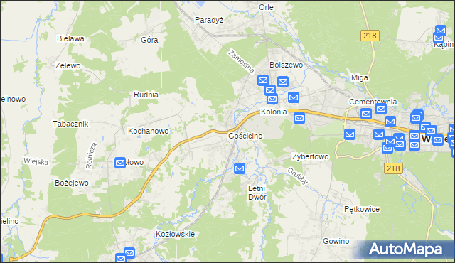 mapa Gościcino, Gościcino na mapie Targeo