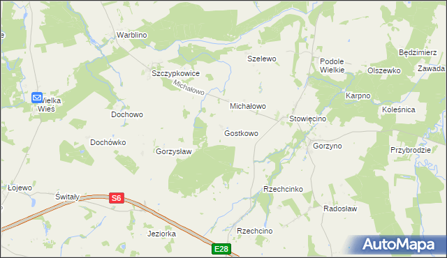 mapa Gostkowo gmina Główczyce, Gostkowo gmina Główczyce na mapie Targeo