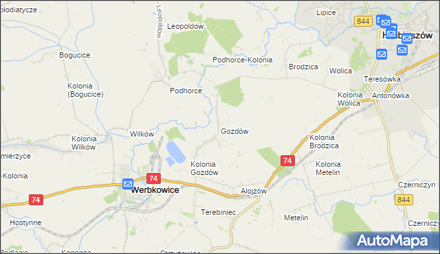 mapa Gozdów gmina Werbkowice, Gozdów gmina Werbkowice na mapie Targeo