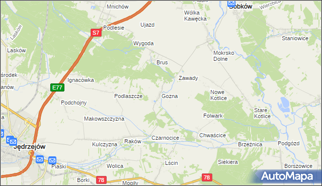 mapa Gozna, Gozna na mapie Targeo