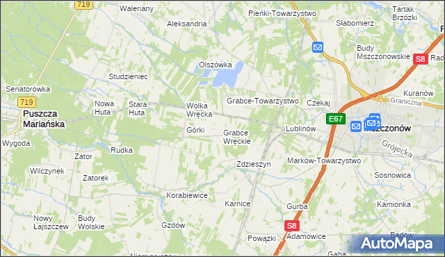 mapa Grabce Wręckie, Grabce Wręckie na mapie Targeo