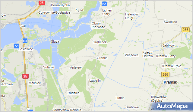 mapa Grąblin, Grąblin na mapie Targeo