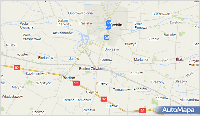 mapa Grabów gmina Żychlin, Grabów gmina Żychlin na mapie Targeo