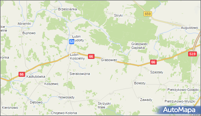 mapa Grabowiec gmina Bielsk Podlaski, Grabowiec gmina Bielsk Podlaski na mapie Targeo