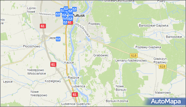 mapa Grabówiec gmina Pułtusk, Grabówiec gmina Pułtusk na mapie Targeo