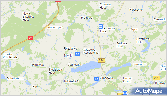 mapa Grabowo Kościerskie, Grabowo Kościerskie na mapie Targeo