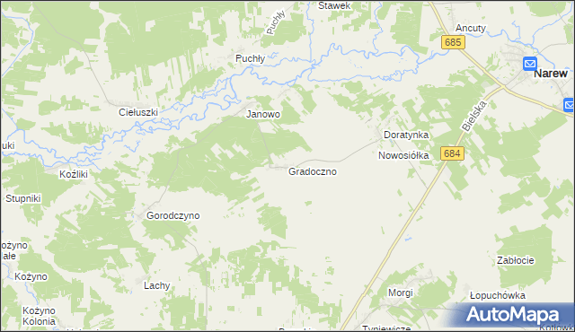 mapa Gradoczno, Gradoczno na mapie Targeo