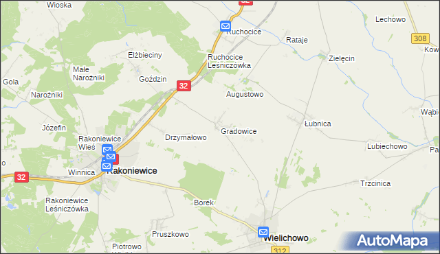 mapa Gradowice, Gradowice na mapie Targeo