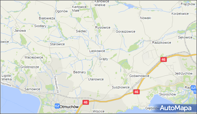 mapa Grądy gmina Otmuchów, Grądy gmina Otmuchów na mapie Targeo