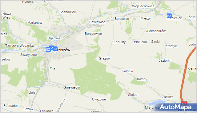 mapa Grązów, Grązów na mapie Targeo