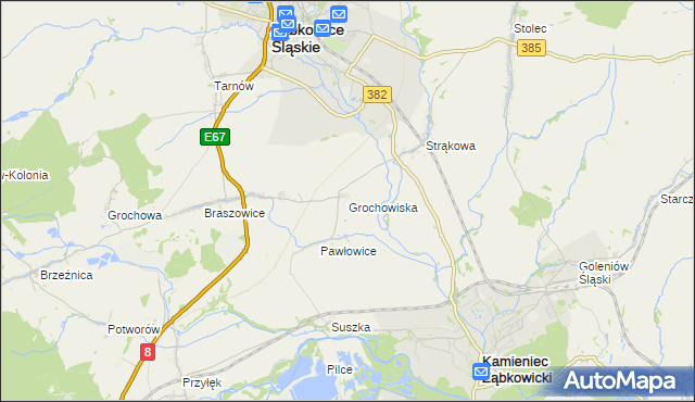 mapa Grochowiska gmina Ząbkowice Śląskie, Grochowiska gmina Ząbkowice Śląskie na mapie Targeo