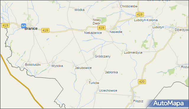 mapa Gródczany, Gródczany na mapie Targeo