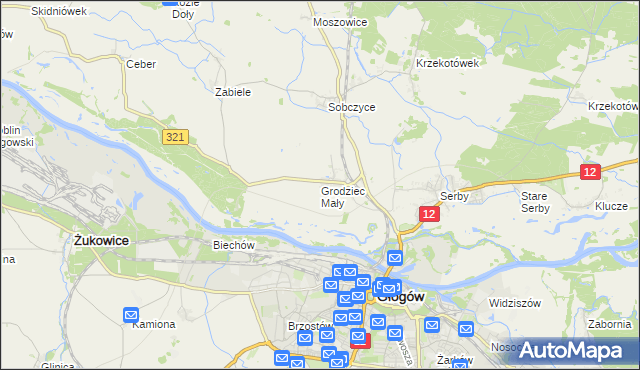 mapa Grodziec Mały, Grodziec Mały na mapie Targeo