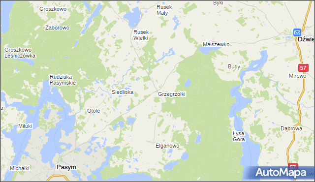 mapa Grzegrzółki, Grzegrzółki na mapie Targeo