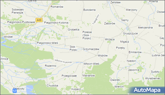 mapa Grzymaczew, Grzymaczew na mapie Targeo