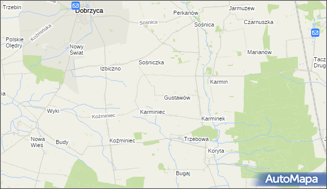 mapa Gustawów gmina Dobrzyca, Gustawów gmina Dobrzyca na mapie Targeo