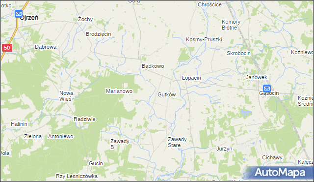 mapa Gutków gmina Sońsk, Gutków gmina Sońsk na mapie Targeo