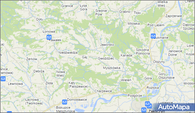 mapa Gwoździec gmina Zakliczyn, Gwoździec gmina Zakliczyn na mapie Targeo