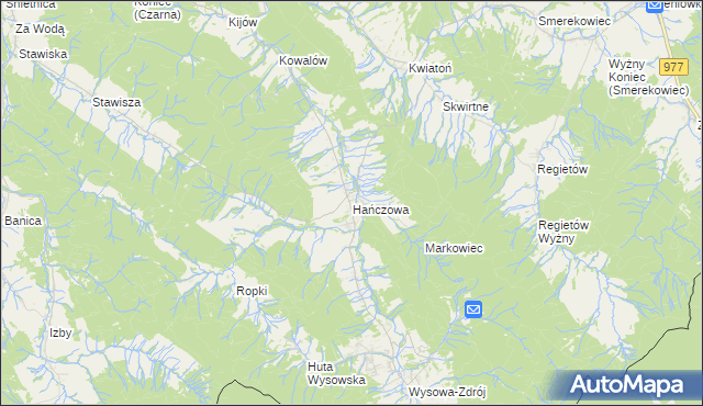 mapa Hańczowa, Hańczowa na mapie Targeo