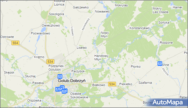 mapa Handlowy Młyn, Handlowy Młyn na mapie Targeo