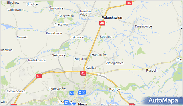 mapa Hanuszów, Hanuszów na mapie Targeo