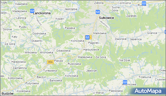 mapa Harbutowice gmina Sułkowice, Harbutowice gmina Sułkowice na mapie Targeo