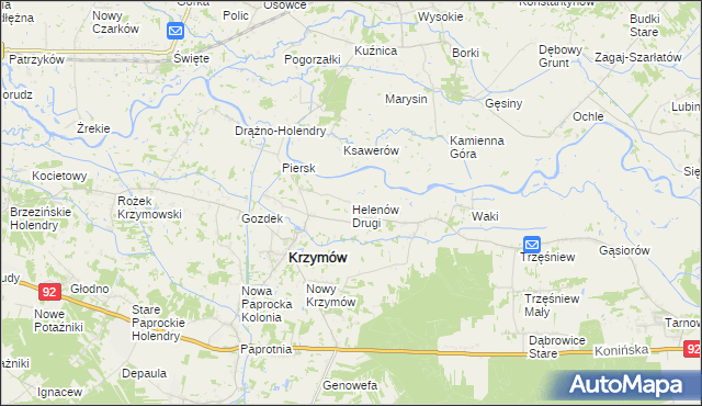 mapa Helenów Drugi gmina Krzymów, Helenów Drugi gmina Krzymów na mapie Targeo