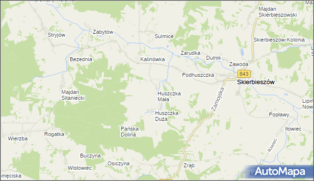 mapa Huszczka Mała, Huszczka Mała na mapie Targeo