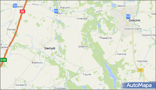 mapa Izdebno gmina Siemyśl, Izdebno gmina Siemyśl na mapie Targeo