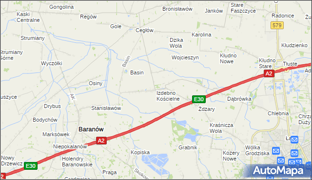 mapa Izdebno Kościelne, Izdebno Kościelne na mapie Targeo