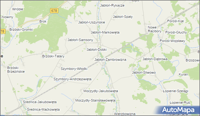 mapa Jabłoń-Jankowce, Jabłoń-Jankowce na mapie Targeo