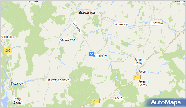 mapa Jabłonów gmina Brzeźnica, Jabłonów gmina Brzeźnica na mapie Targeo