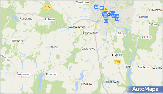 mapa Jabłonowo gmina Gryfice, Jabłonowo gmina Gryfice na mapie Targeo