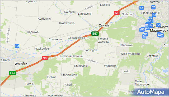 mapa Jadwigów gmina Tomaszów Mazowiecki, Jadwigów gmina Tomaszów Mazowiecki na mapie Targeo