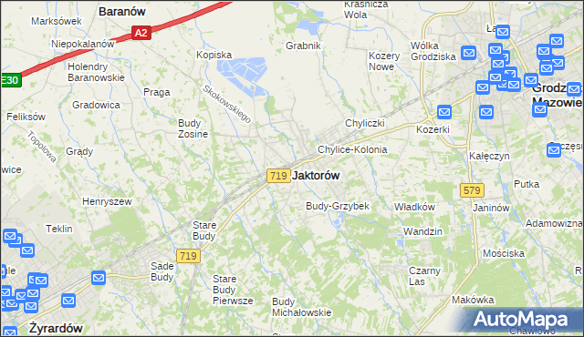 mapa Jaktorów, Jaktorów na mapie Targeo